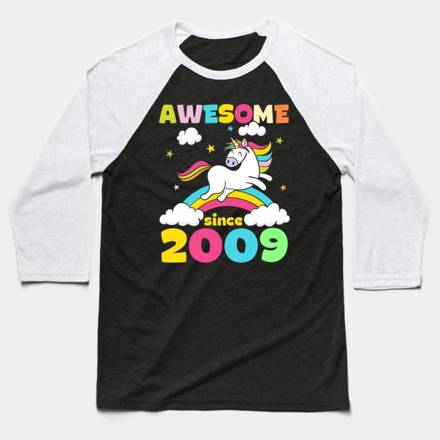 Cute Awesome Unicorn Since 2009 Funny Gift Baseball T-Shirt by saugiohoc994